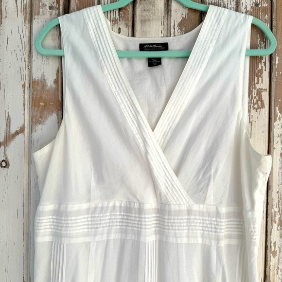 Eddie Bauer white sleeveless cotton v-neck midi dress, size 16 Tall - Picture 2 of 8